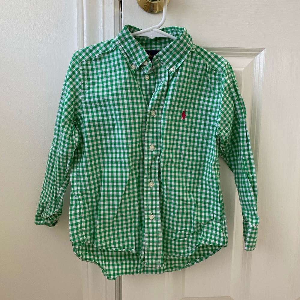 Ralph Lauren Bots Gingham Button-down Shirt Size 5
